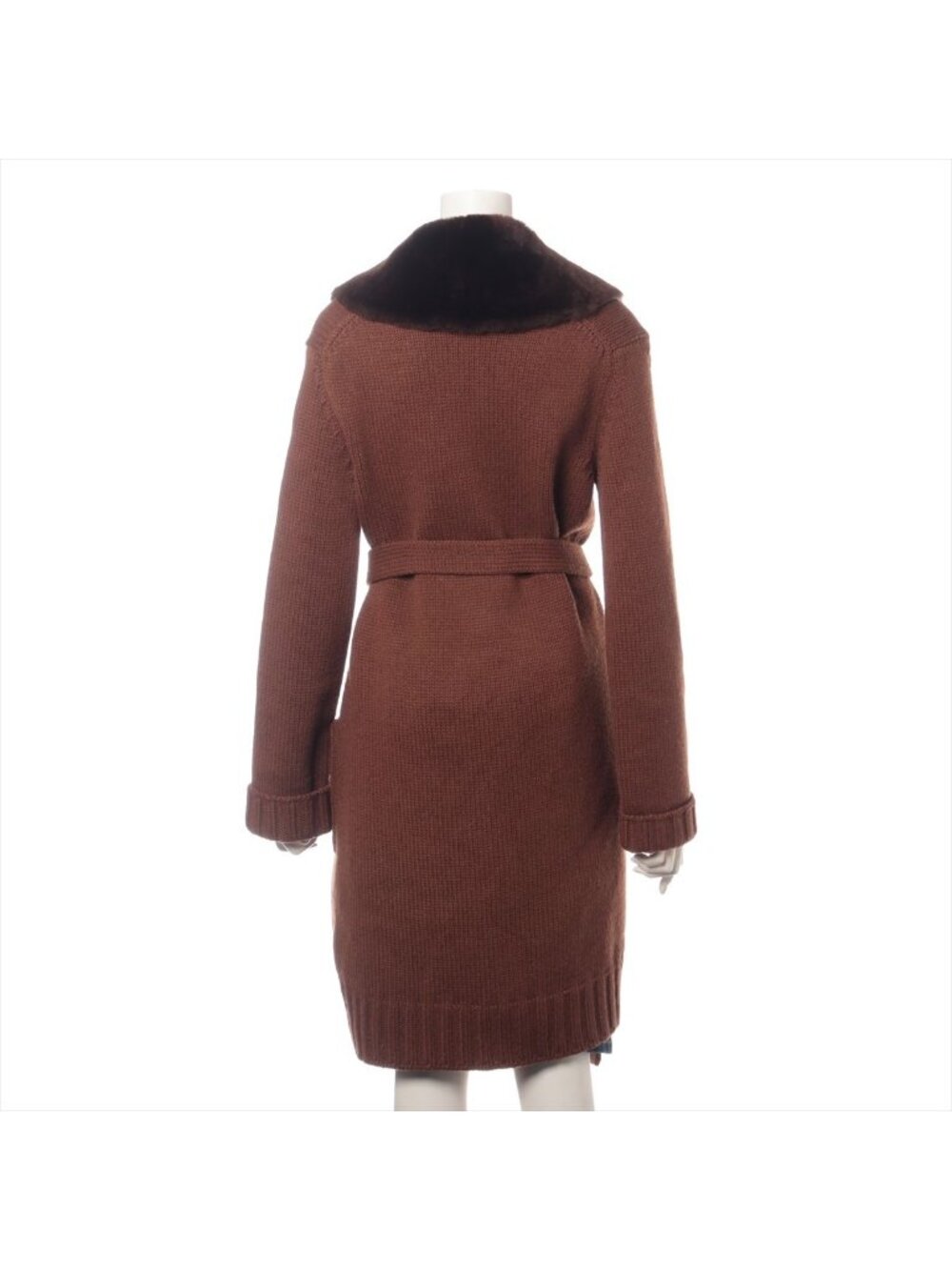 Hermes Knit Cashmere Jacket Coat with Removable Fur and Leather Collar - Picture 2 of 3